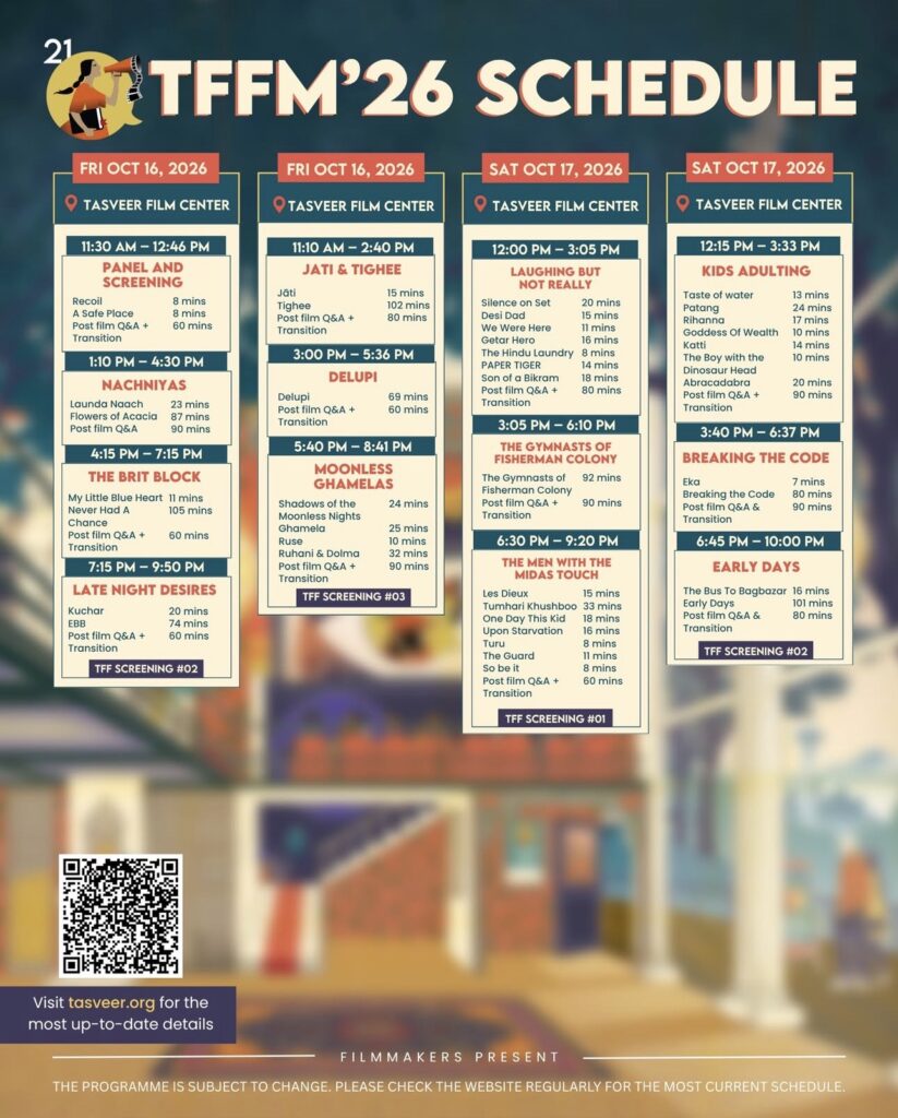 Screening Schedule of Tasveer Film Festival 2026